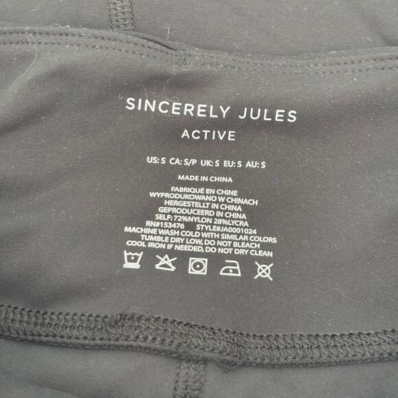 Sincerely Jules Set Outfit Small Black Bra Bike Shorts Active Yoga Running Neon - Picture 11 of 11